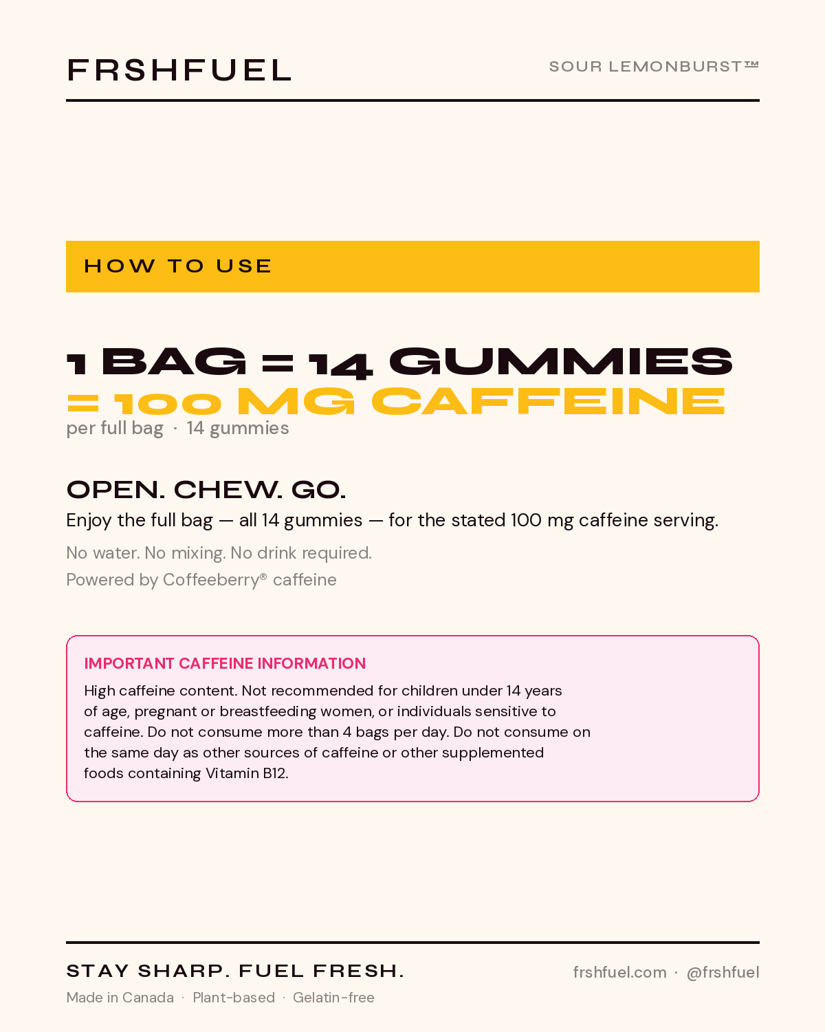 Sour LemonBurst™ Coffee-Strength Energy Gummies — 10 Bags (100 mg each)